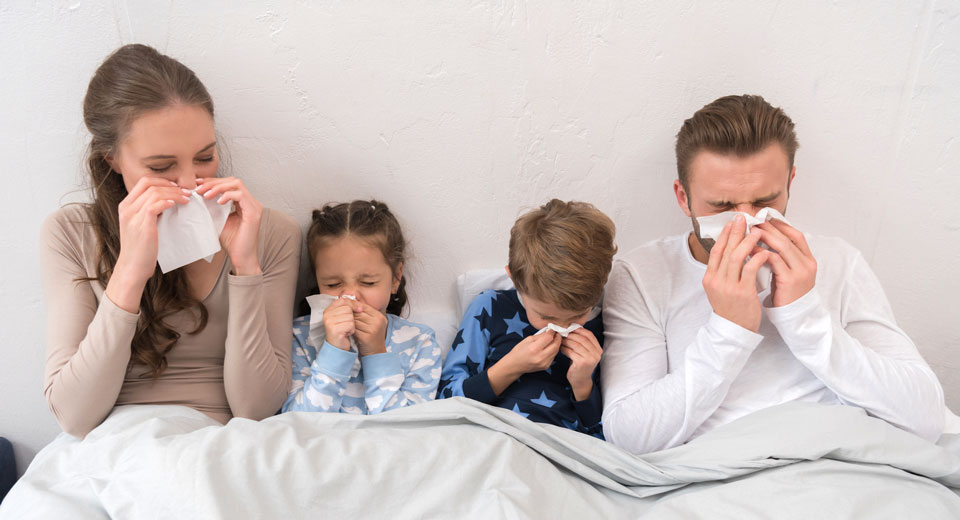 Семья, заболевшая гриппом