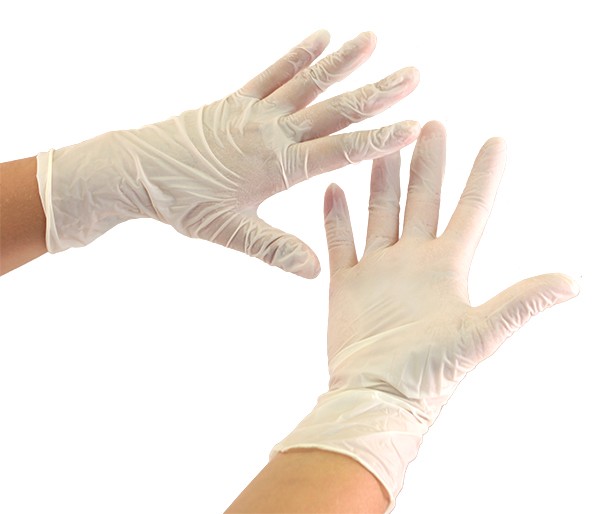 Руки в перчатках резиновых