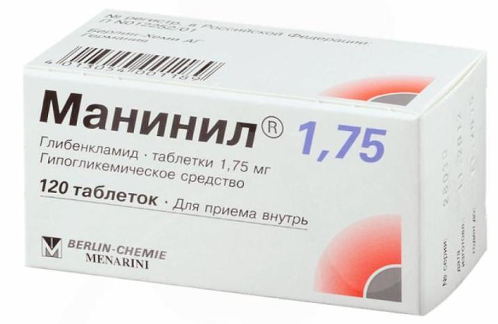 Таблетки "Манинил" по 1,75 мг